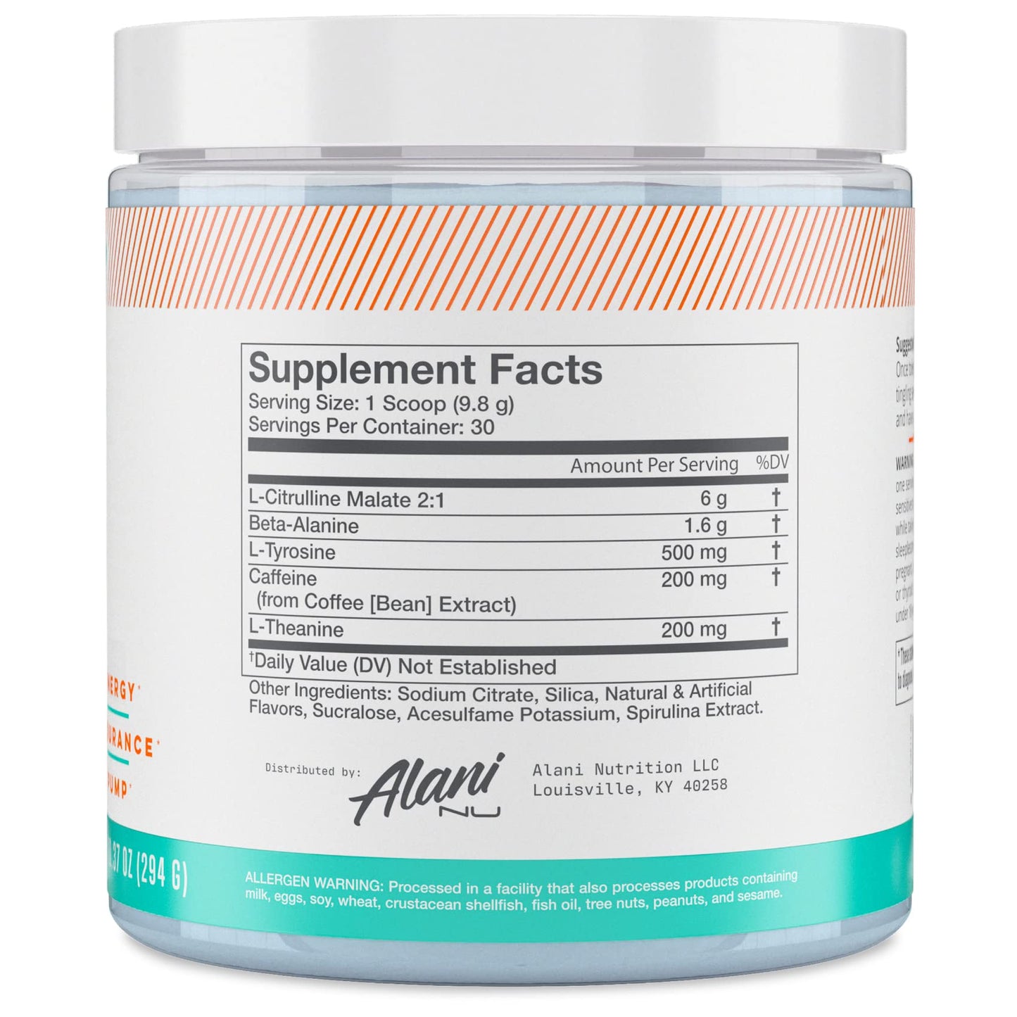 Alani Nu Pre Workout Powder Hawaiian Shaved ICE, Amino Energy Boost, Endurance Supplement, Sugar Free, 200mg Caffeine, L-Theanine, Beta-Alanine, L-Citrulline, 30 Servings Nirvana Guru