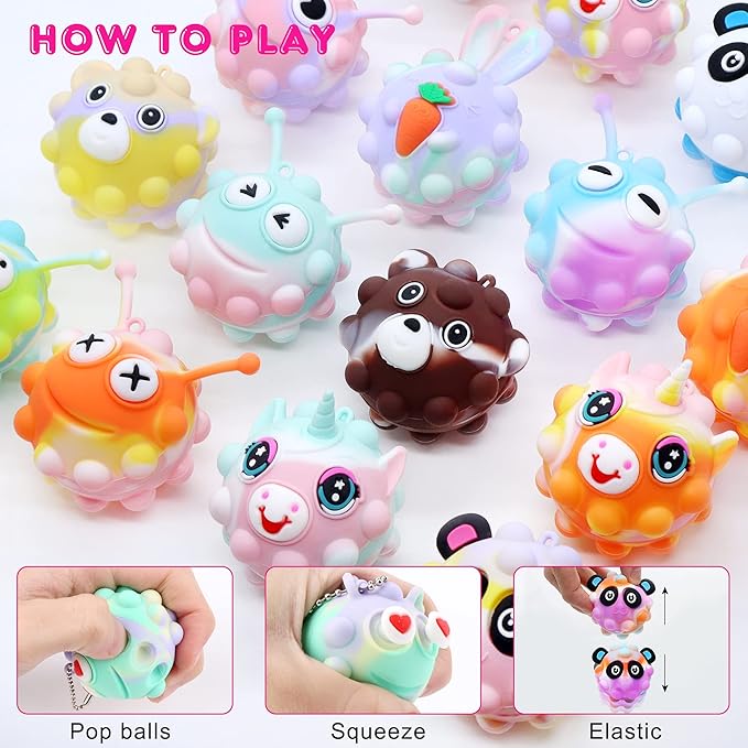 18 PACK Animal Pop Balls Party Favors for Kids,3D Pop Balls Fidget Toys,Birthday Gifts for Boys & Girls,Goodie Bag Stuffers,Pinata Stuffers,Carnival Prizes,Treasure Box Toys,Kids Prizes nirvanaguru