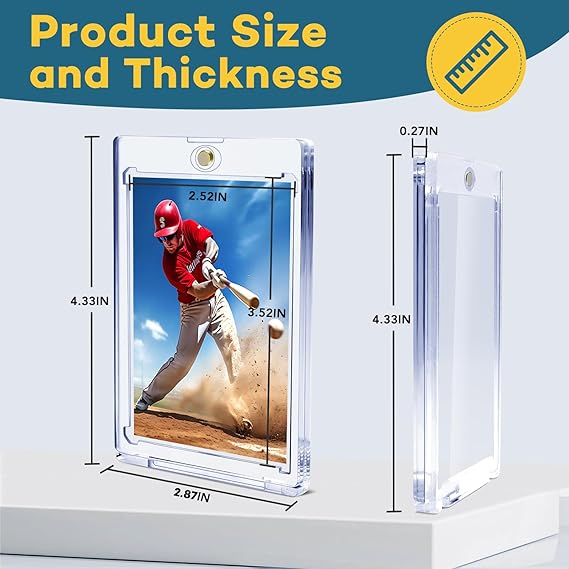 20ct Magnetic Card Holders, 35pt One Touch Card Holder, U-V Protection Hard Plastic Case for Trading Cards, Display Case for Sports, Baseball, Football, Game Cards nirvanaguru