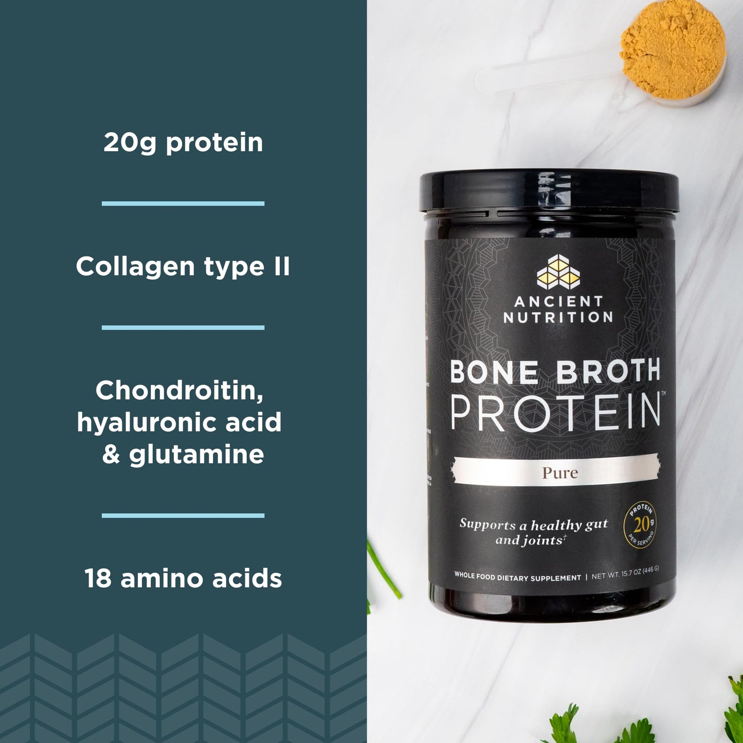 Ancient Nutrition Grass Fed, Cage Free, Bone Broth Protein Powder, 20g Protein, Hydrolyzed Collagen Peptides, Keto & Paleo Friendly, Supports Joint, Gut Health, Vanilla, 40 Servings - Nirvana Guru