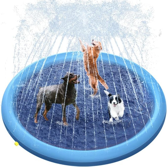 Raxurt Splash Pad, 67in Anti-Slip Splash Pad for Kids Dogs 0.58mm Thickened Dog Pool Splash Sprinkler Pad Durable Summer Outdoor Water Toys for Baby Toddler Boys Girls Pet nirvanaguru