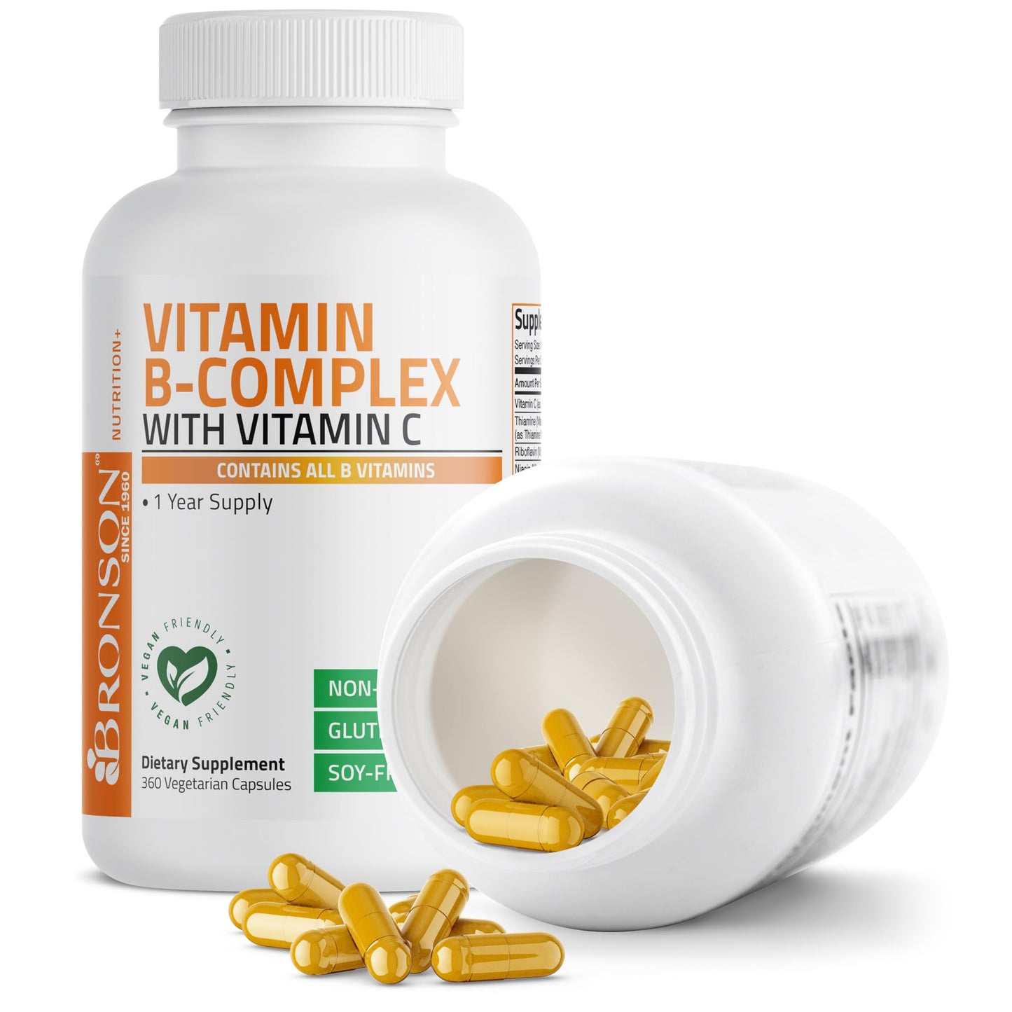 Bronson Vitamin B Complex with Vitamin C - Immune Health, Energy Support & Nervous System Support - Non-GMO, 250 Vegetarian Capsules Nirvana Guru