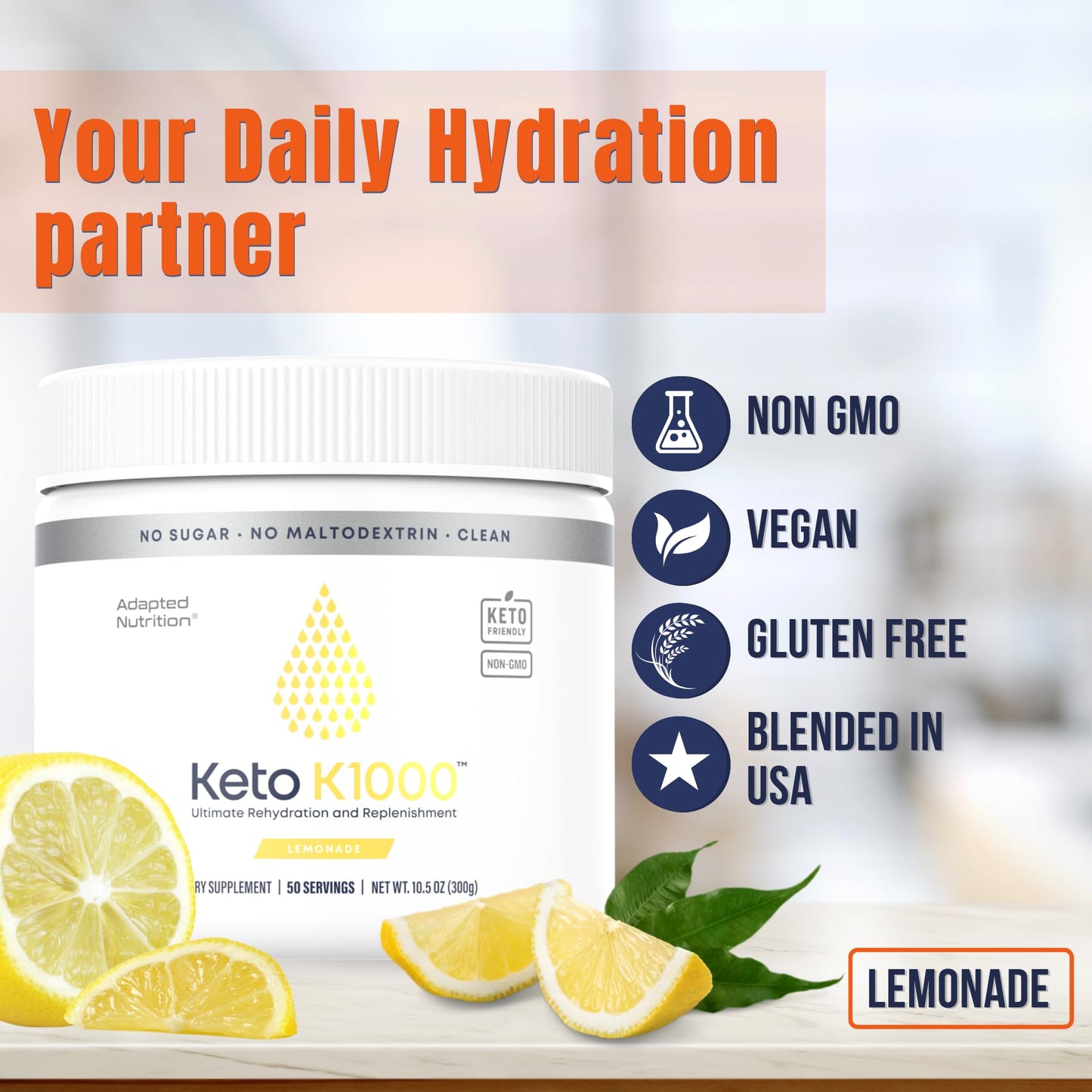 Hi-Lyte Keto K1000 Electrolyte Powder | Raspberry Lemon | Hydration Supplement Drink Mix | Boost Energy & Beat Leg Cramps | No Sugar, No Maltodextrin | 50 Servings