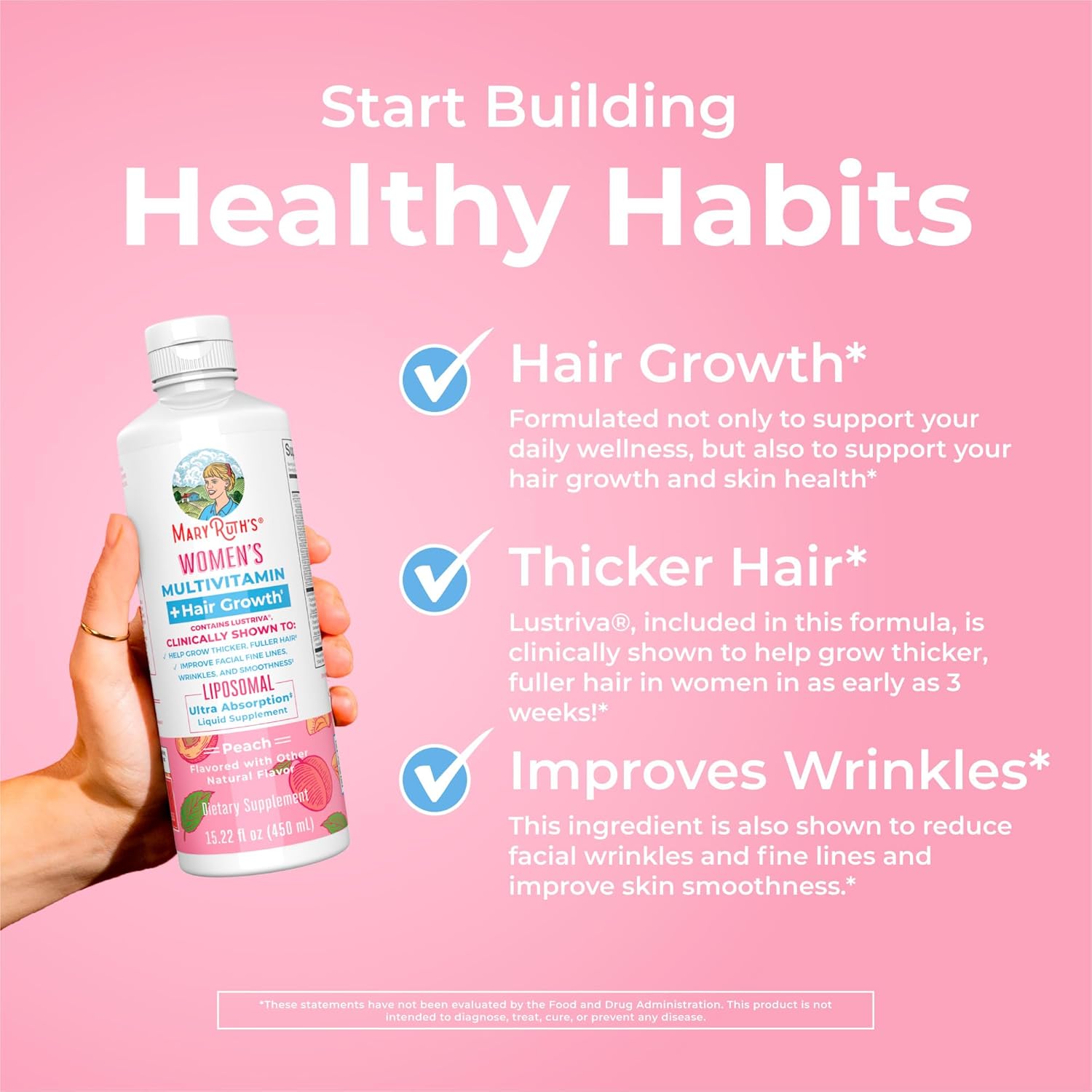 Women's Multivitamin + Lustriva Hair Growth Liposomal | Biotin 10000mcg | Clinically Tested for Thicker Hair, Wrinkles, Fine Lines, Skin Care | with Ashwagandha & Maca Root | Ages 18+ | 15.22 Fl Oz - Nirvana Guru