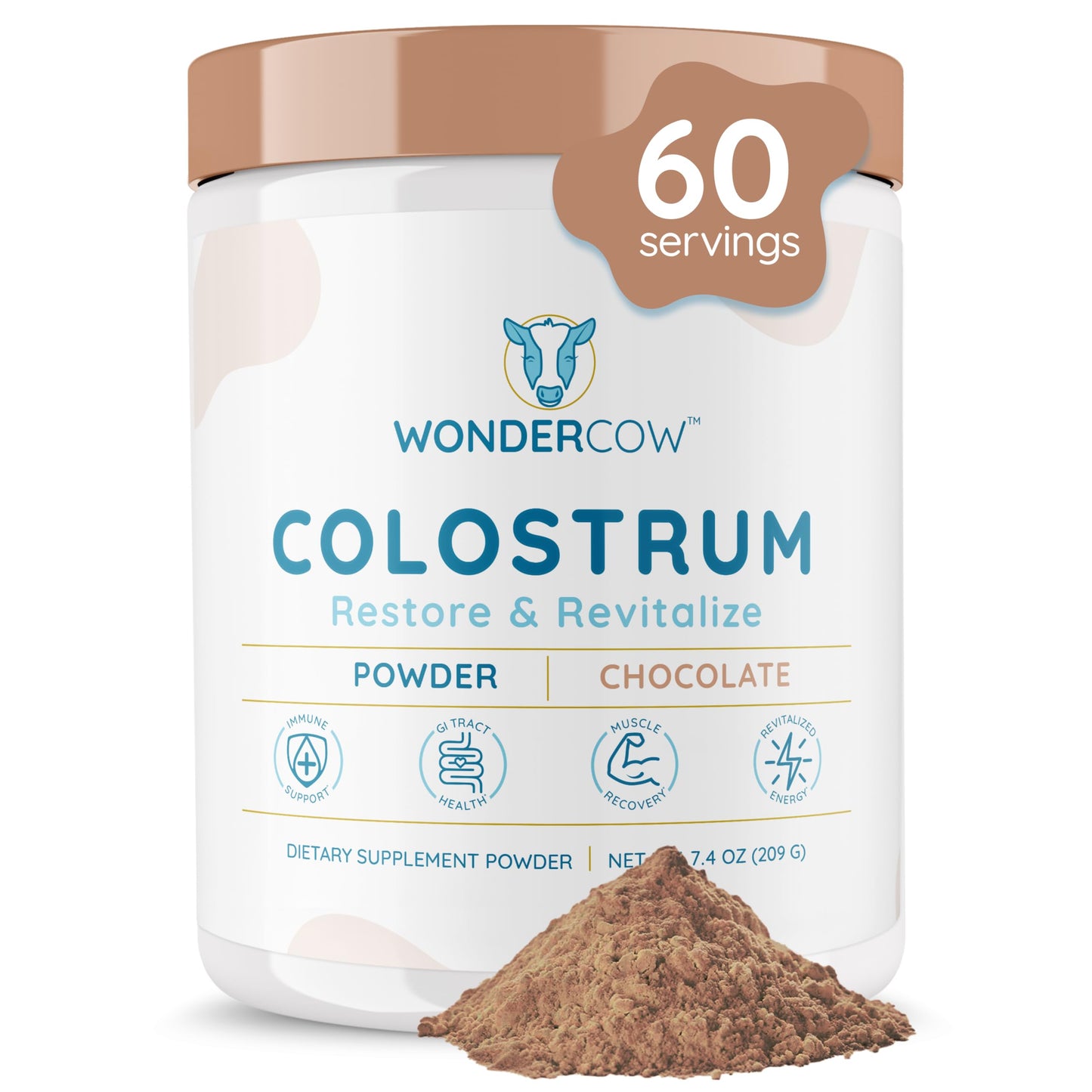 Colostrum Supplement Powder for Gut Health, Immune Support, Muscle Recovery & Wellness | Natural IgG Pure Whole Bovine Colostrum Superfood, Unflavored, 60 Servings Nirvana Guru