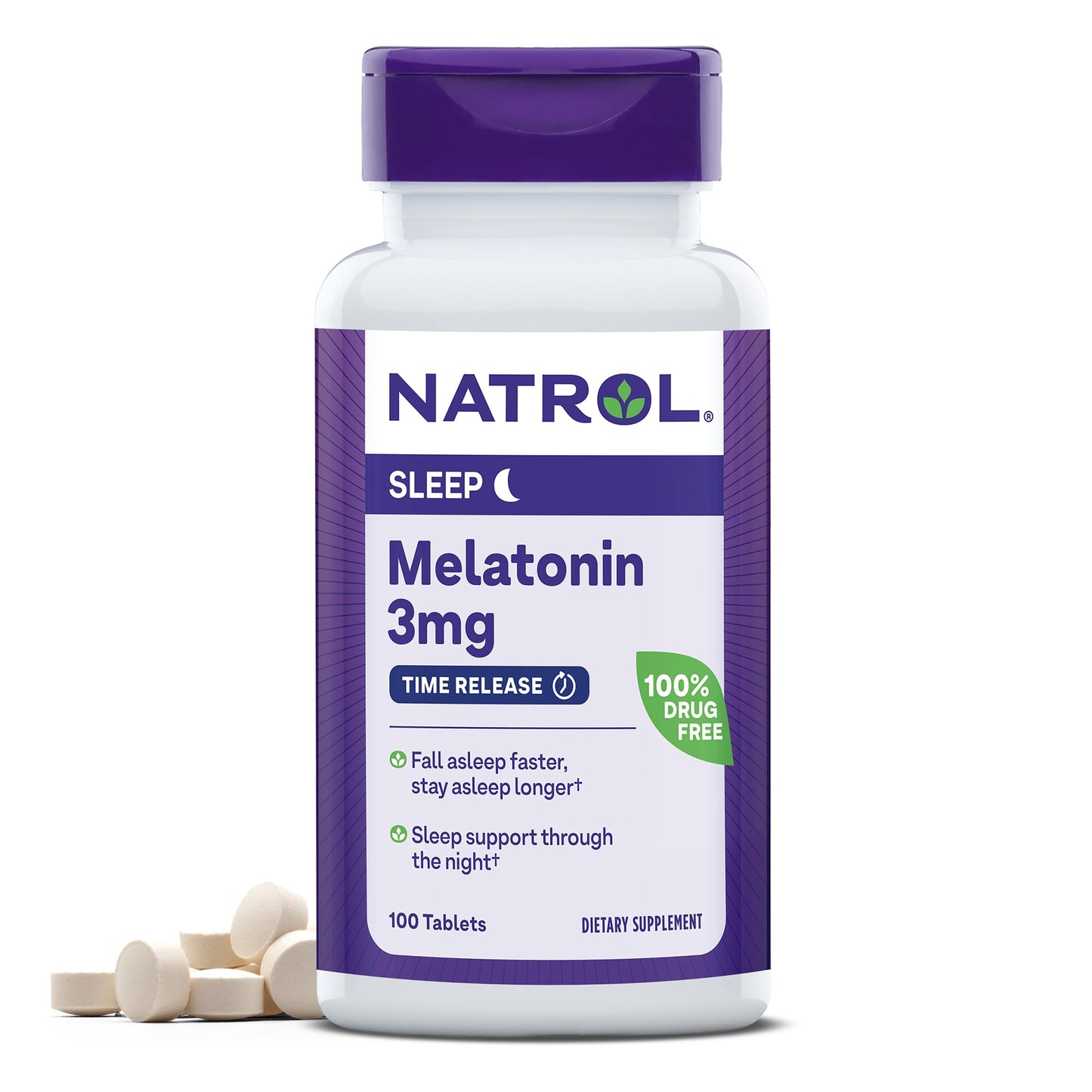 Natrol Melatonin 3 mg Time Release, Dietary Supplement to Minimize Wake Ups, Nighttime Sleep Aid, 100 Tablets, Up to a 100 Day Supply Nirvana Guru