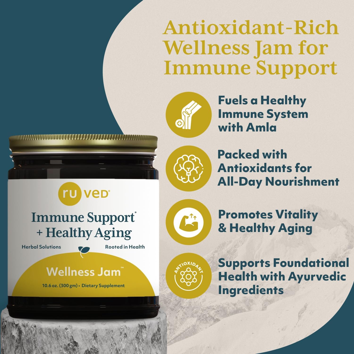 RUVED Wellness Jam with Amla, Enhanced Chanvanprash, Immune and Digestive Support, 10.6 oz Nirvana Guru