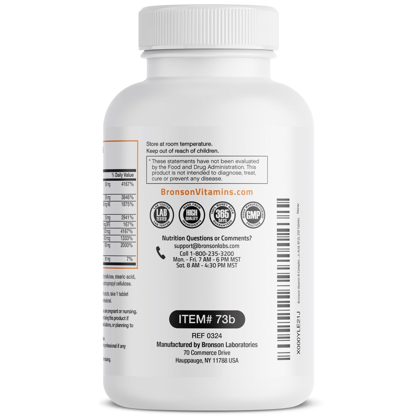 Bronson Super B Vitamin B Complex Sustained Slow Release (Vitamin B1, B2, B3, B6, B9 - Folic Acid, B12) Contains All B Vitamins 60 Tablets Nirvana Guru
