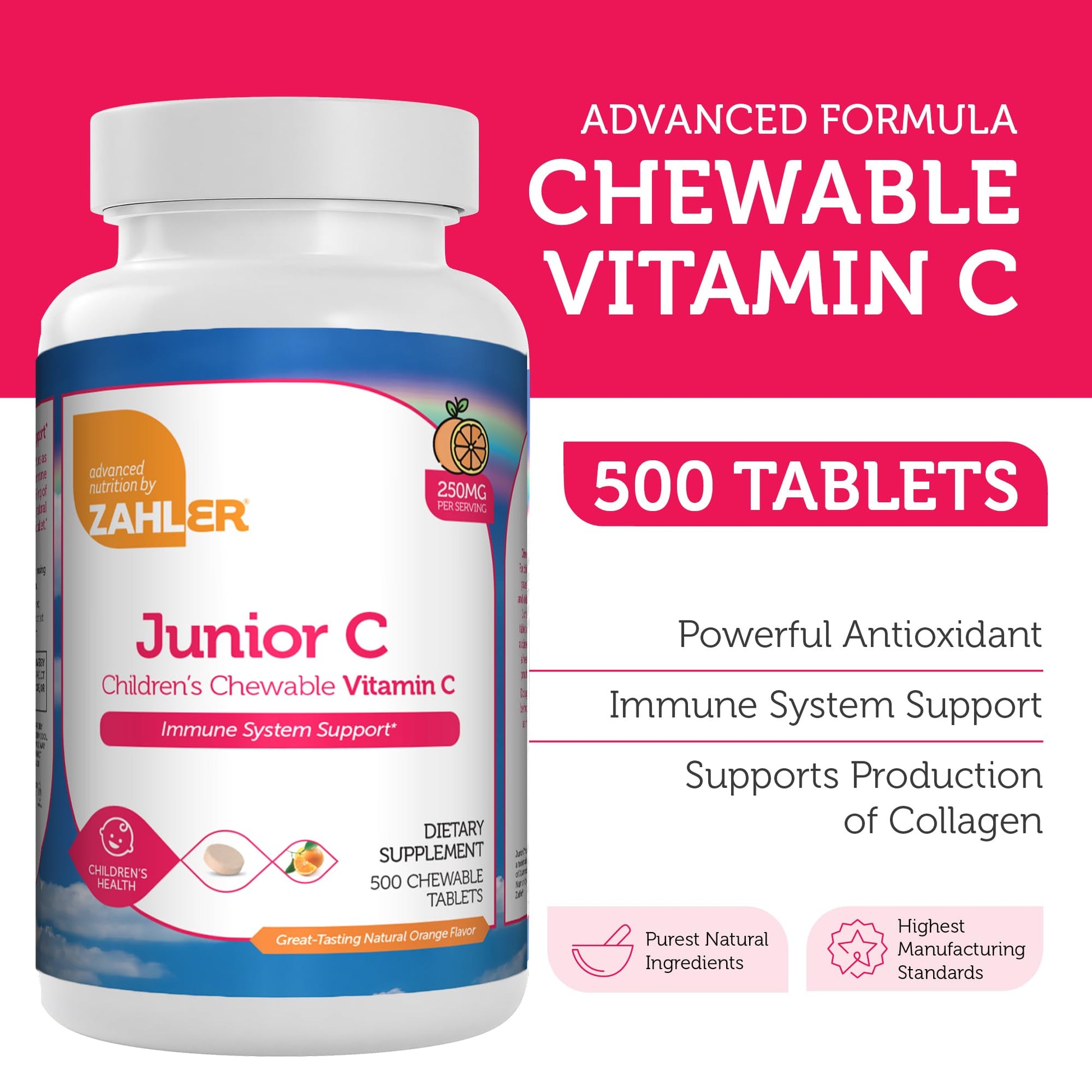 Zahler Junior C Advanced Chewable Vitamin C for Kids - Immune Support Kids Vitamins in Delicious Orange Flavor - Kosher Kids Vitamin C for Immunity - Vitamin C Chewable Antioxidant - (180 Count) - Nirvana Guru