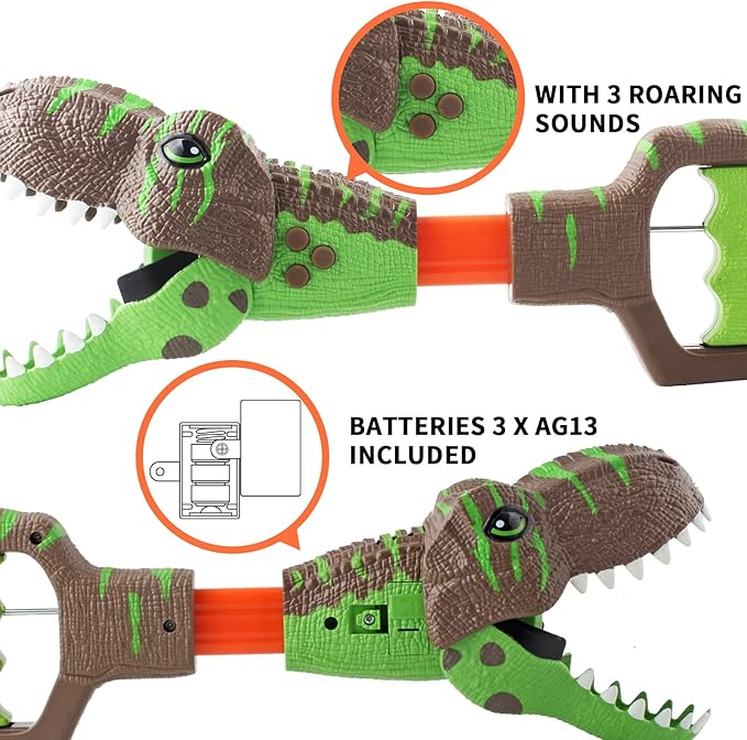 DINOBROS Dinosaur Chomper Toys for Kids with 3 Roar Sounds and Light Jurassic Dinosaurs Grabber Claw T-Rex Reacher Robot Hand Pincher Dino Snapper nirvanaguru