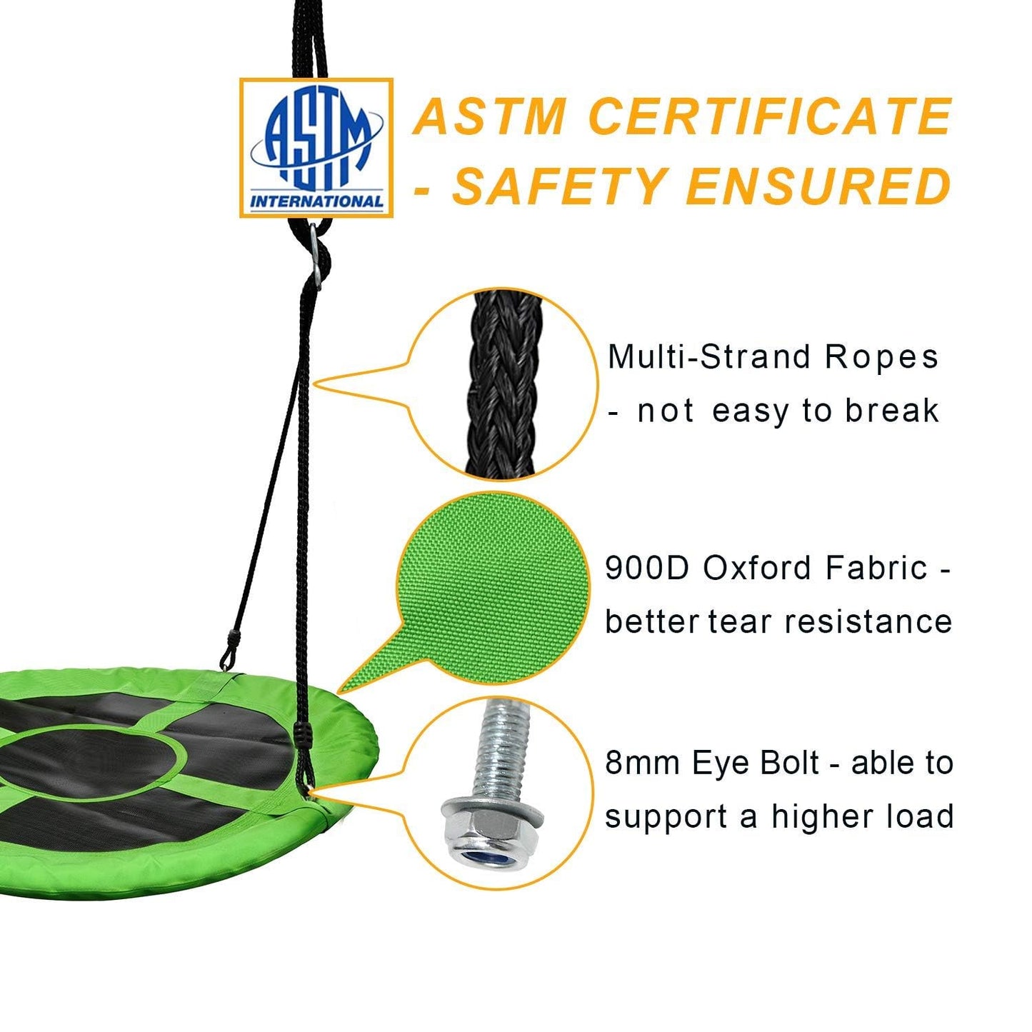 PACEARTH 40 Inch Saucer Tree Swing Flying 900lb Weight Capacity 2 Added Hanging Straps Adjustable Multi-Strand Ropes Colorful Safe and Durable Swing Seat for Children-Green Nirvana Guru