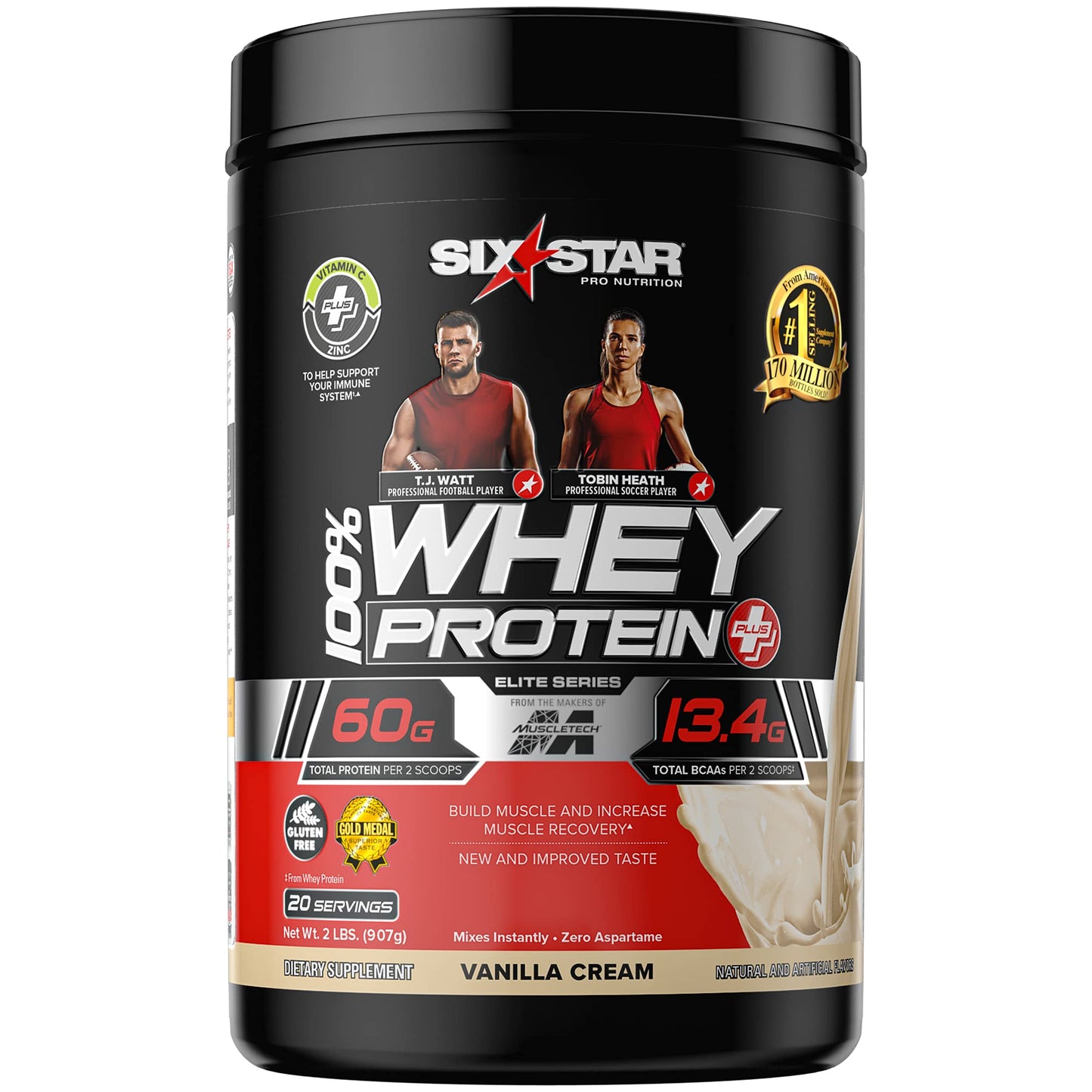 Six Star Whey Protein Powder Plus - Muscle Building & Recovery Formula with Whey Isolate Powder, BCAAs, 30g Protein, Immune Support - Post-Workout Supplement - Triple Chocolate, 1.8 lbs