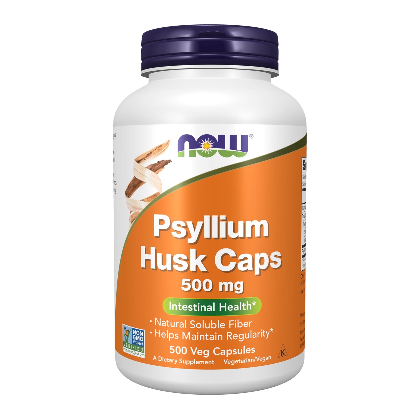 NOW Foods Supplements, Psyllium Husk Caps 500 mg, Non-GMO Project Verified, Natural Soluble Fiber, Intestinal Health*, 200 Veg Capsules - Nirvana Guru
