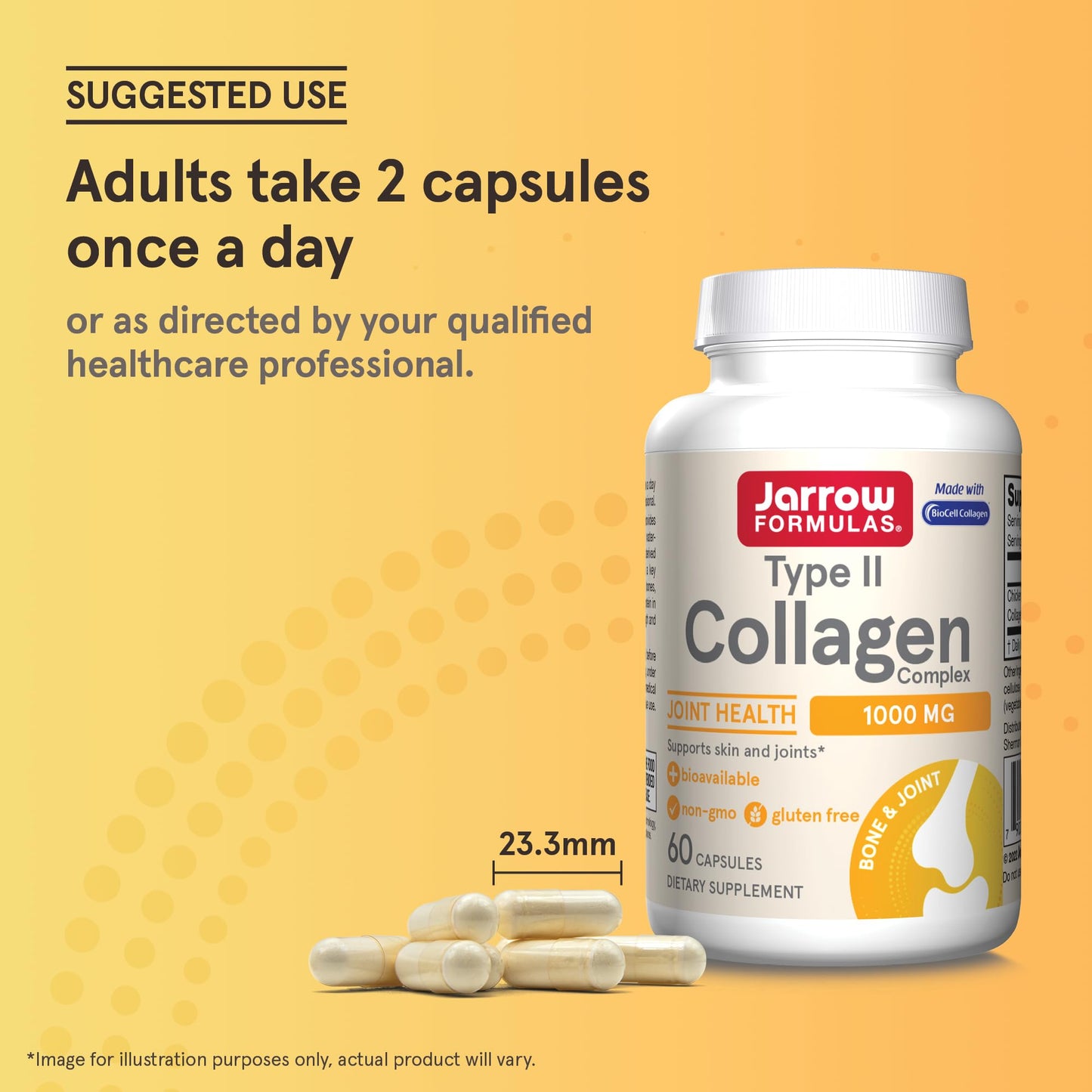 Jarrow Formulas Type II Collagen Complex 1000 mg Supplements, Supports Skin and Joint Health, 60 Capsules, 30 Day Supply - Nirvana Guru