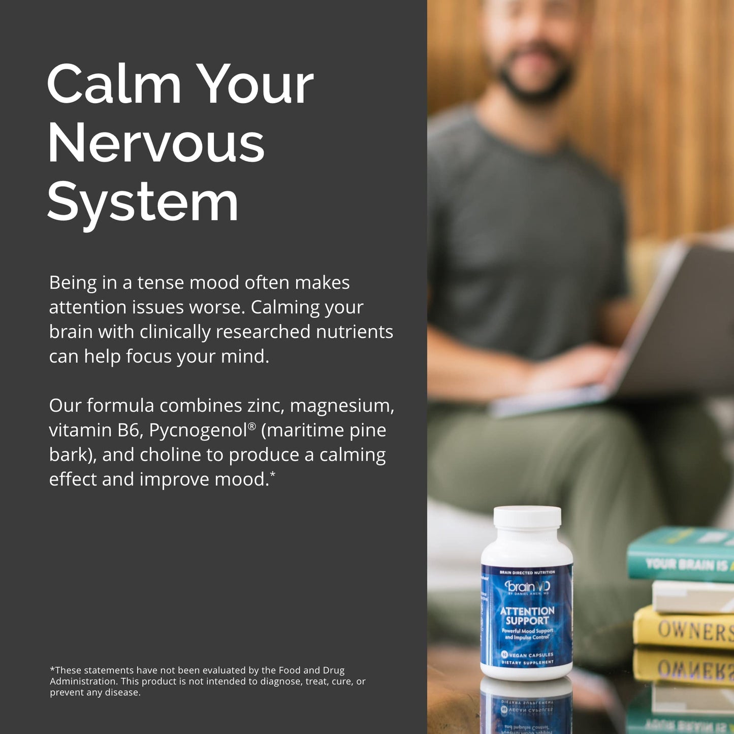 BRAINMD Dr Amen Attention Support - 90 Capsules, Pack of 2 - Promotes Mental Focus & Impulse Control - Gluten Free - 60 Total Servings Nirvana Guru