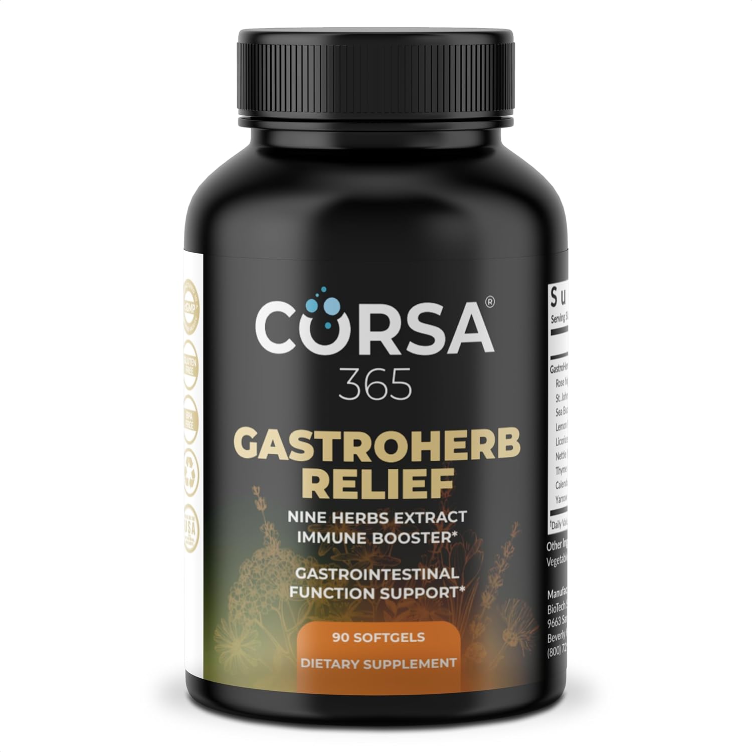Gastroherb 9 Herb Extract - Airborne Immune Support Supplement - St Johns Wort Licorice Root Thyme Oil Immunity Supplement - Digestive Enzymes Immune System Booster - 90 Softgels Nirvana Guru
