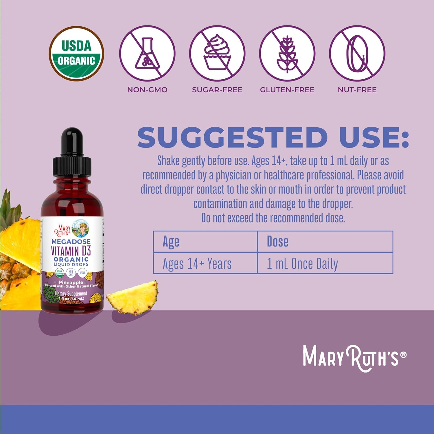 MaryRuth Organics Vitamin D3 Liquid Drops | Megadose 4000 IU | USDA Organic Liquid Vitamin D Spray for Adults & Kids | Immune Support & Bone Health | Vegan | Gluten Free | Non-GMO | 30 Servings - Nirvana Guru