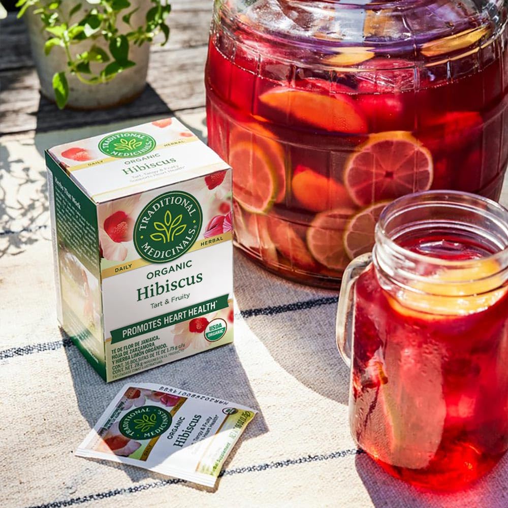 Traditional Medicinals - Organic Hibiscus Herbal Tea (6 Pack) - Supports Heart Health - 96 Tea Bags Total - Nirvana Guru