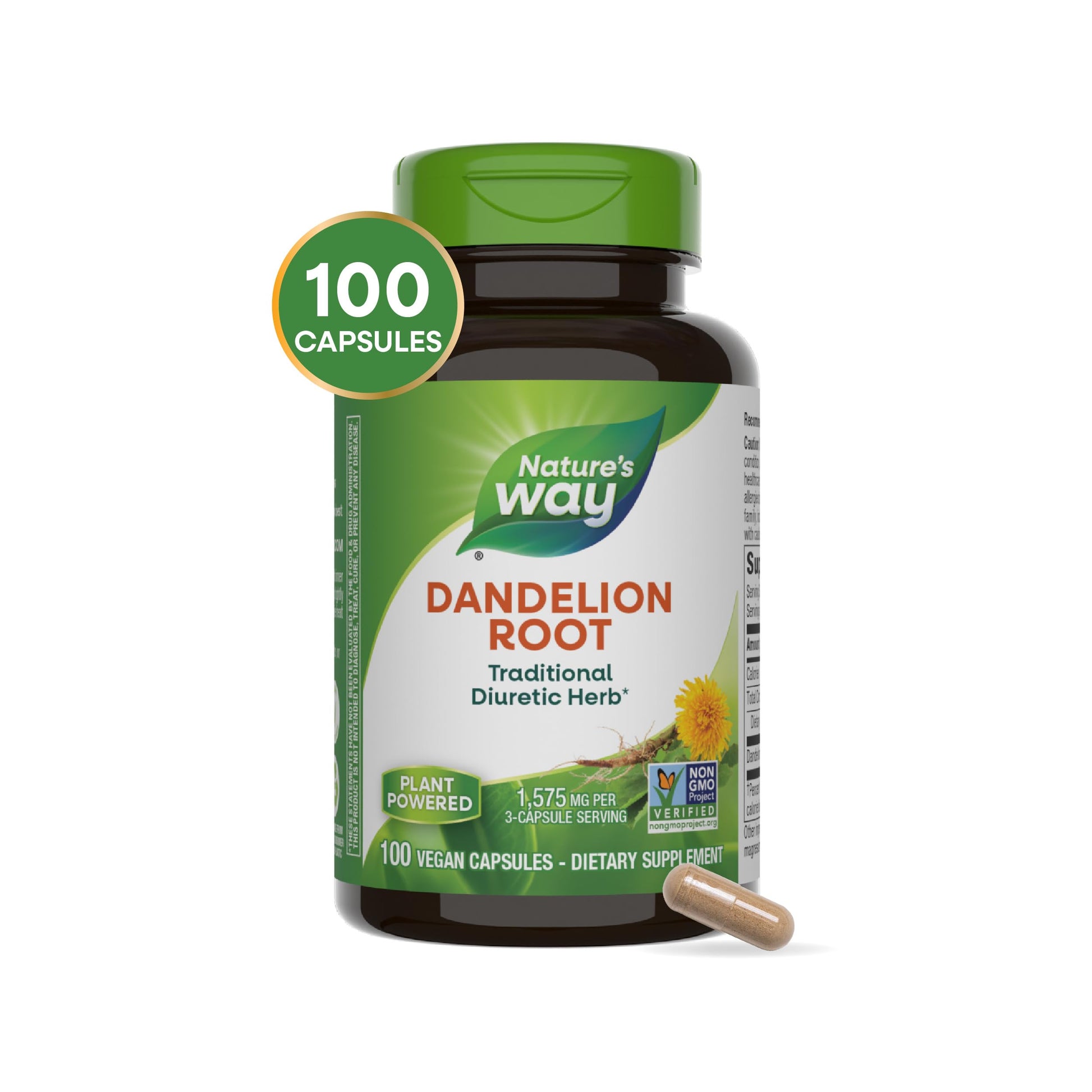 Nature's Way Dandelion Root, Traditional Diuretic Herb*, Traditionally Used to Soothe Digestive Upset*, Vegan Dandelion Root Capsules, 100 Count Nirvana Guru
