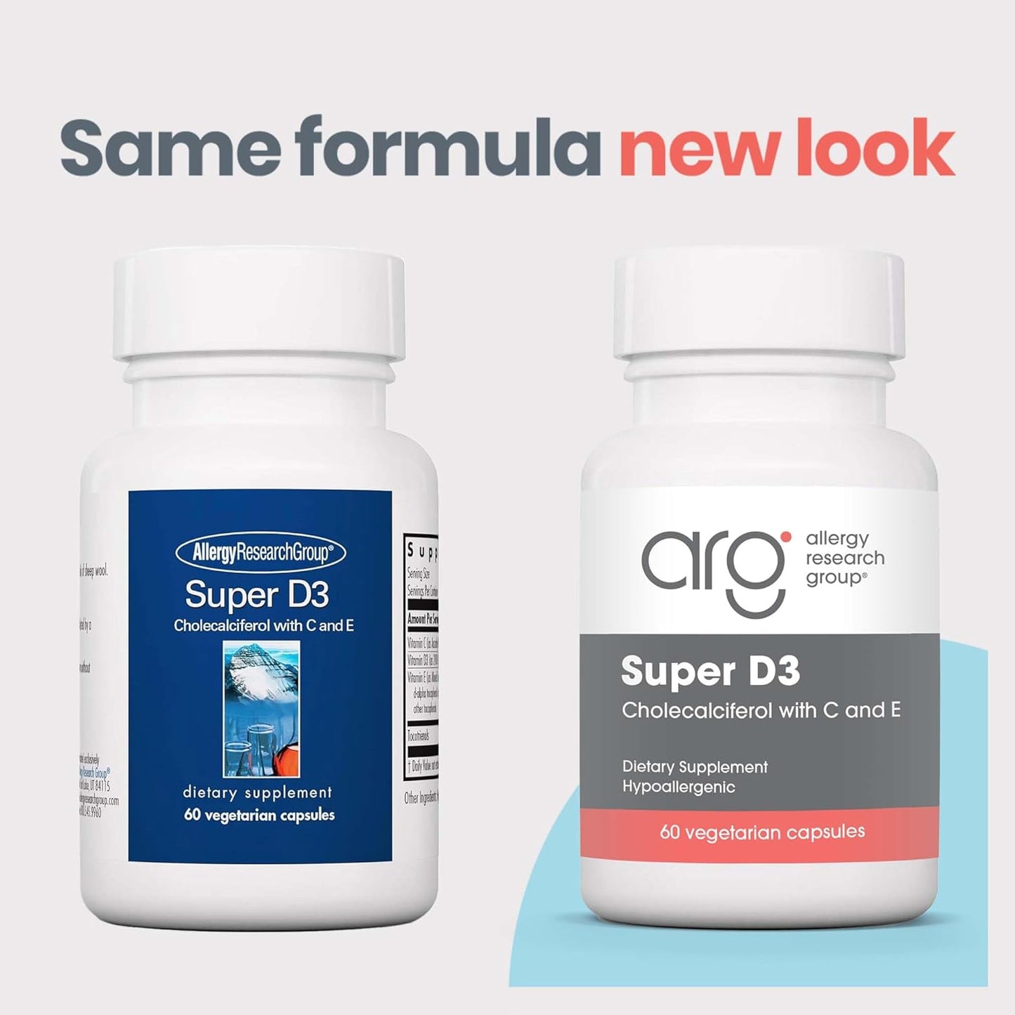 Allergy Research Group Super D3 Dietary Supplement - Bone & Immune Support, Cholecalciferol with C & E, Vegetarian Capsules, Gluten Free - 60 Count Nirvana Guru