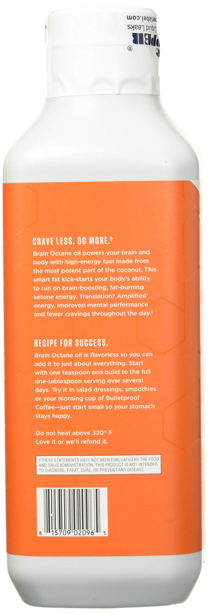 Bulletproof Coconut Brain Octane C8 MCT Oil, 16 Ounces, Premium Keto Supplement for Sustained Energy and Fewer Cravings, Brain and Body Fuel, Unflavored, Add to Coffee and Smoothies