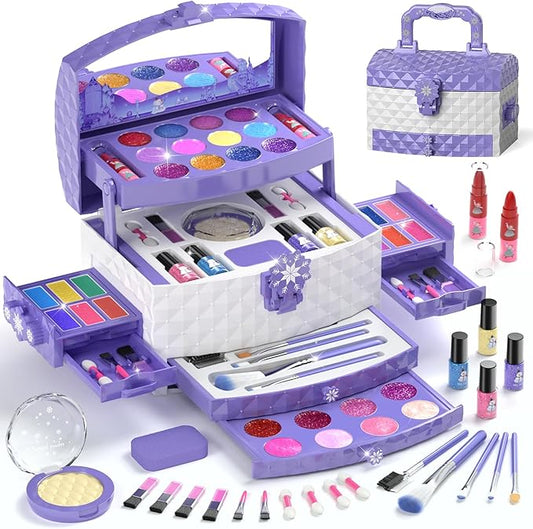 PERRYHOME Kids Makeup Set for Girl 56 Pcs Washable Real Cosmetic, Non-Toxic Frozen Toys Toddler Makeup Kit, Princess Dress up Christmas & Birthday Girl Gift for 3 4 5 6 7 8 9 10 11 12 Year Old Girls nirvanaguru