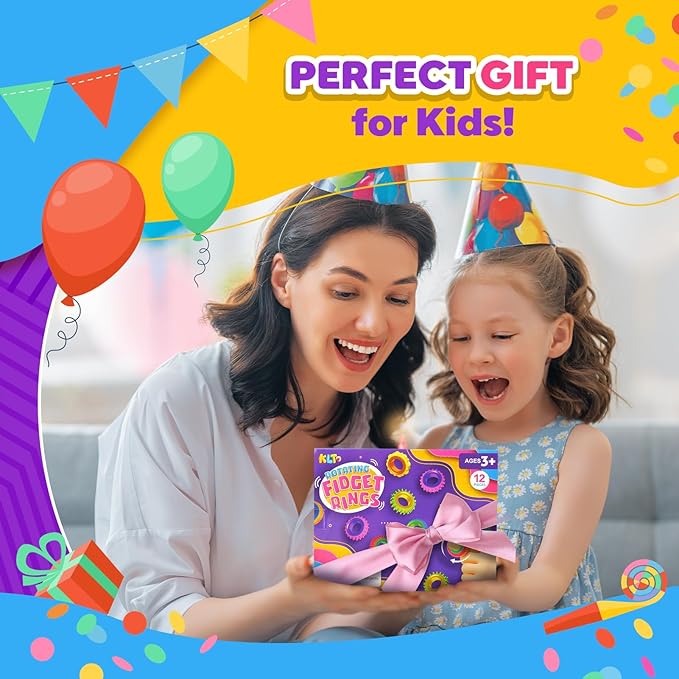 Fidget Toys Sensory Rings for Kids: 12 Pack Finger Spinner Rings - Texture Stress Toys for Kids Autism Calming - Fun Fidgets for Student Classroom Prize Stocking Stuffers nirvanaguru