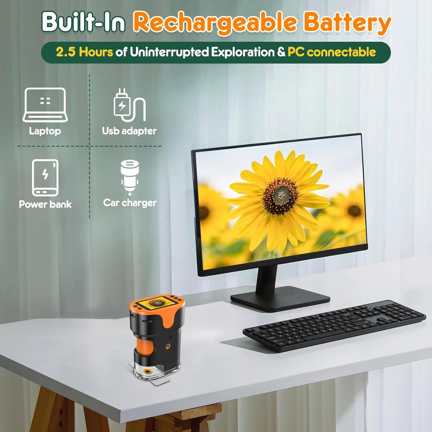 1000X Handheld Microscope for Kids 4K 2.0" Screen Rechargeable Mini Pocket Digital Microscopes w/Slides Kit Portable Edu Gift Age 4-6 8-12 Children Students Nirvana Guru