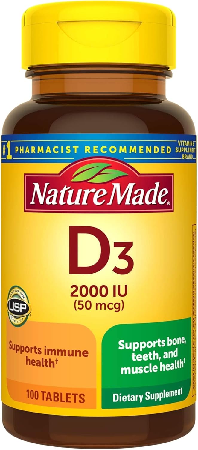 Nature Made Vitamin D3 2000 IU (50 mcg), Dietary Supplement for Bone, Teeth, Muscle and Immune Health Support, 400 Tablets, 400 Day Supply - Nirvana Guru