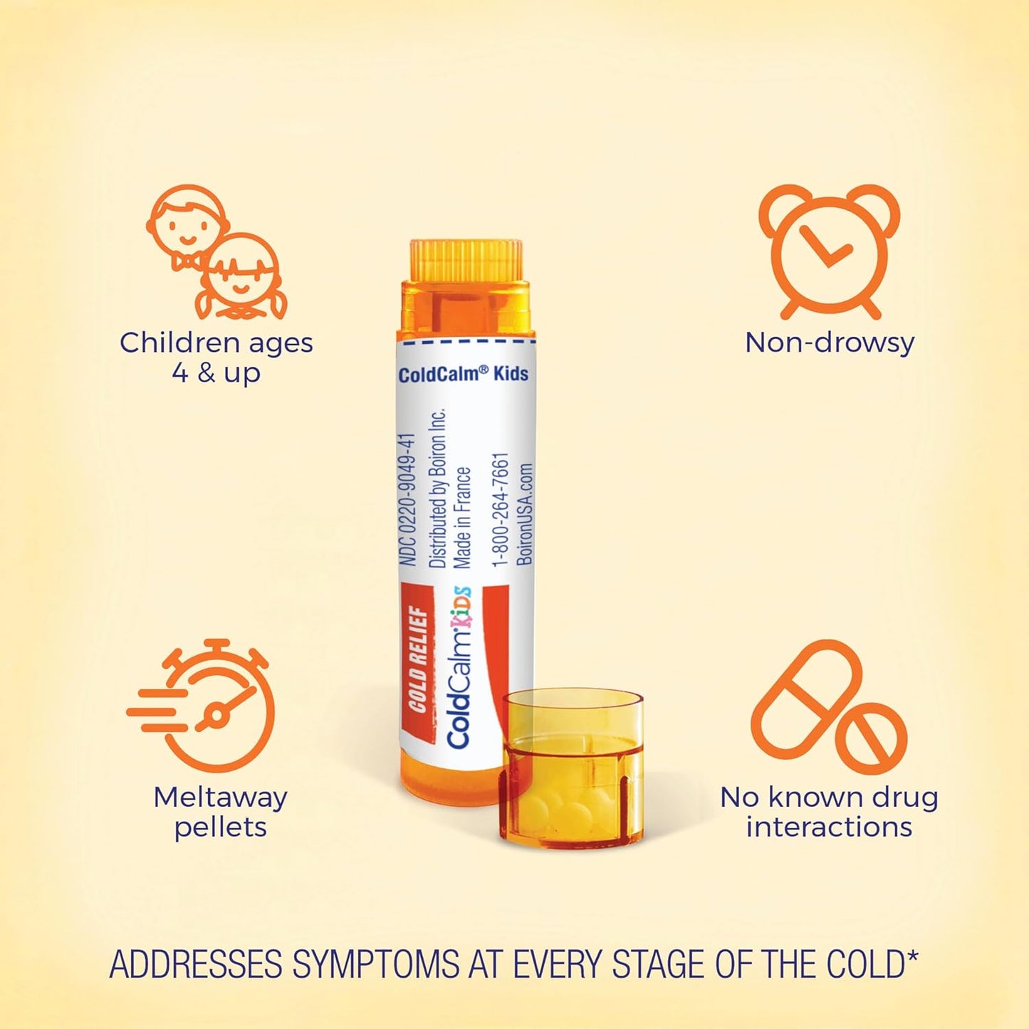 Boiron ColdCalm Kids Pellets for Relief of Common Cold Symptoms Such as Sneezing, Runny Nose, Sore Throat, and Nasal Congestion - 2 Count (160 Pellets) - Nirvana Guru