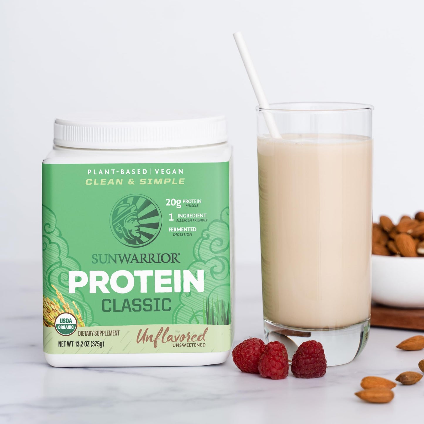 Brown Rice Protein Powder with Bcaa & Amino Acids Raw Rice Protein Shake Gluten Free Low Carb Dairy Free | Plant Based Classic Sprouted Brown Rice Protein Powder Natural 375g by Sunwarrior - Nirvana Guru