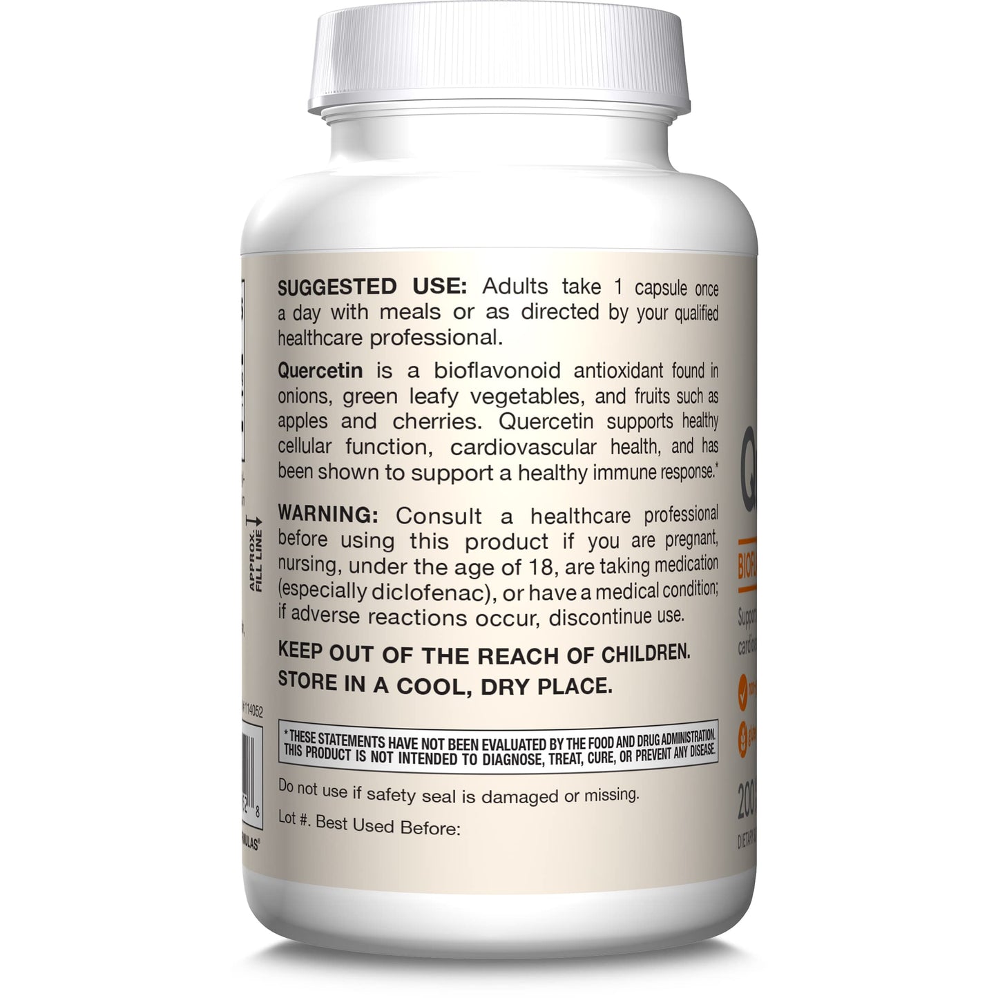 Jarrow Formulas Quercetin Supplements - 500 mg, Antioxidant Support for Cardiovascular and Immune Health, Supplement with 200 Veggie Capsules - Nirvana Guru