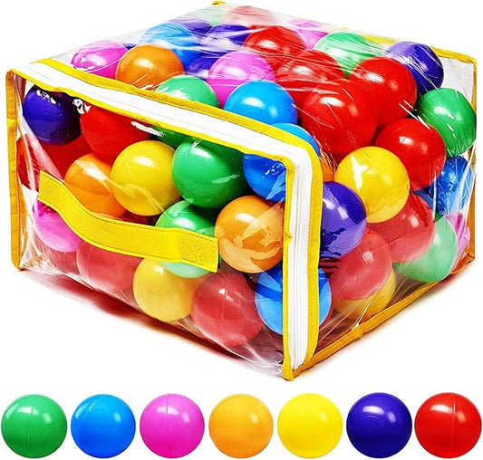 Ball Pit Balls Phthalate Free BPA Free Crush Proof Plastic - 7 Bright Colors in Reusable Play Toys for Kids with Storage Bag nirvanaguru