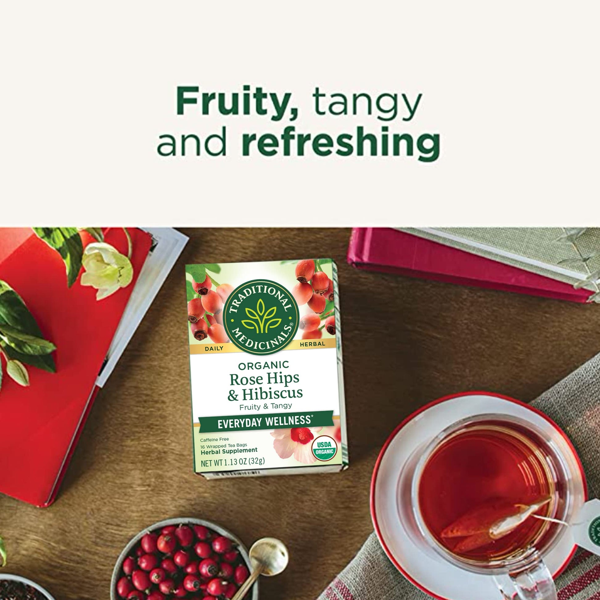 Traditional Medicinals Organic Red Clover, Caffeine Free, 16 Wrapped Tea Bags, 1.13 oz (32 g) - Nirvana Guru