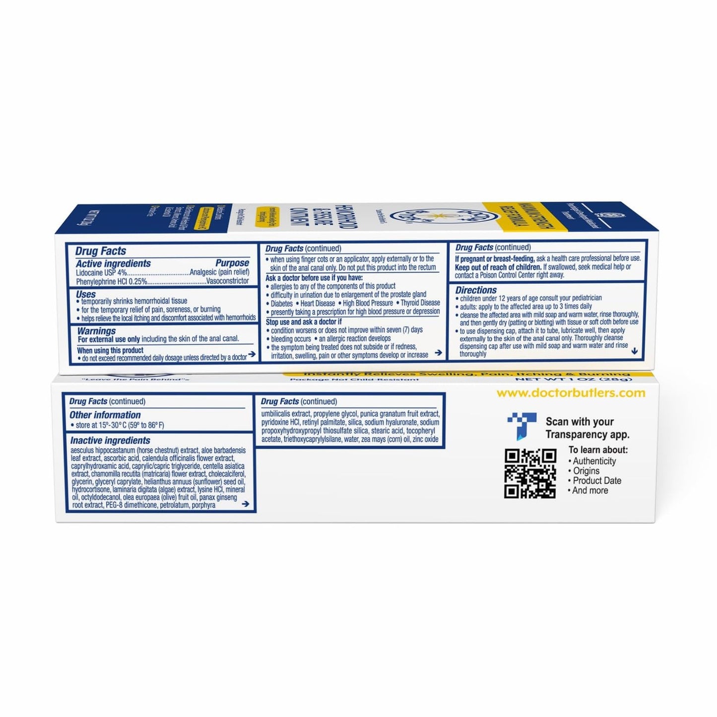 Doctor Butler’s Hemorrhoid & Fissure Ointment – Hemorrhoid Treatment and Hemorrhoid Cream with Lidocaine and Phenylephrine HCI for Fast Acting Relief of Pain, Swelling, Discomfort, and Itching (1 oz.)