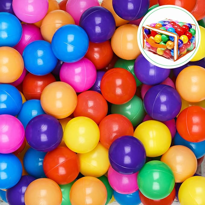 Vanland Ball Pit Balls for Baby and Toddler Phthalate Free BPA Free Crush Proof Plastic - Multicolored Pit Balls in Reusable Play Toys for Kids with Storage Bag nirvanaguru