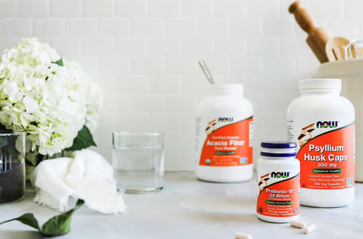 NOW Foods Supplements, Psyllium Husk Caps 500 mg, Non-GMO Project Verified, Natural Soluble Fiber, Intestinal Health*, 200 Veg Capsules - Nirvana Guru