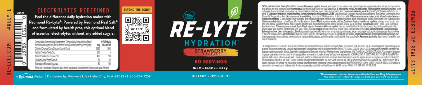 REDMOND Re-Lyte Hydration Electrolyte Powder Mix (Strawberry Lemonade)