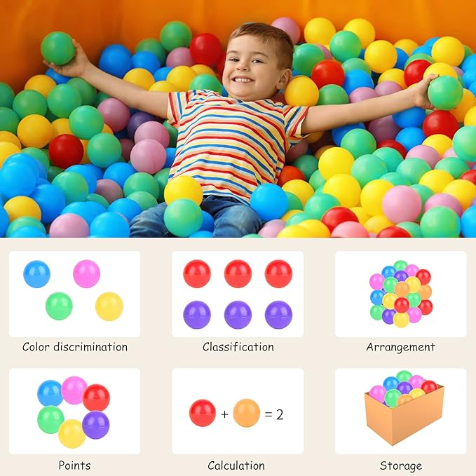 Vanland Ball Pit Balls for Baby and Toddler Phthalate Free BPA Free Crush Proof Plastic - Multicolored Pit Balls in Reusable Play Toys for Kids with Storage Bag nirvanaguru