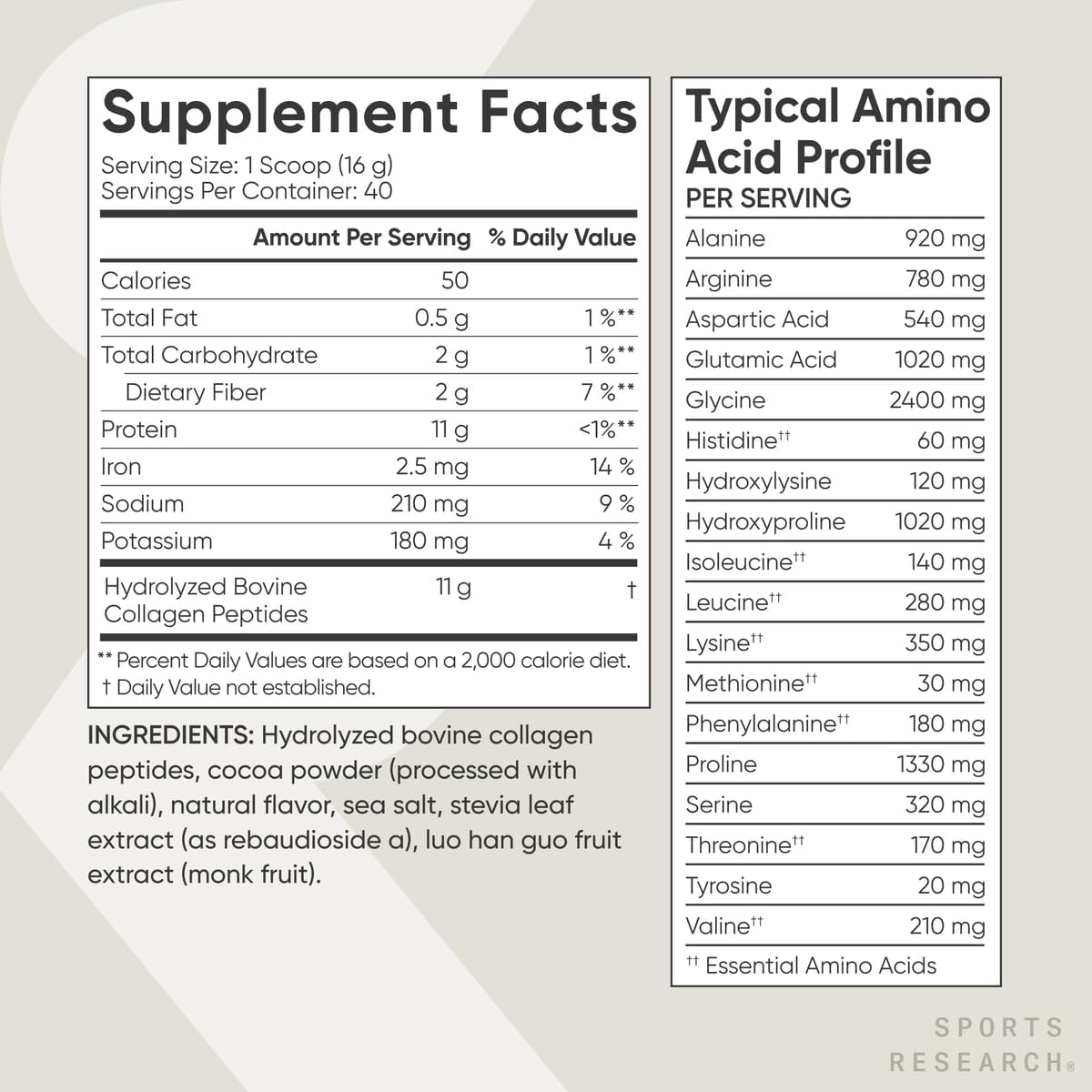 Sports Research Collagen Peptides Dark Chocolate - Nirvana Guru