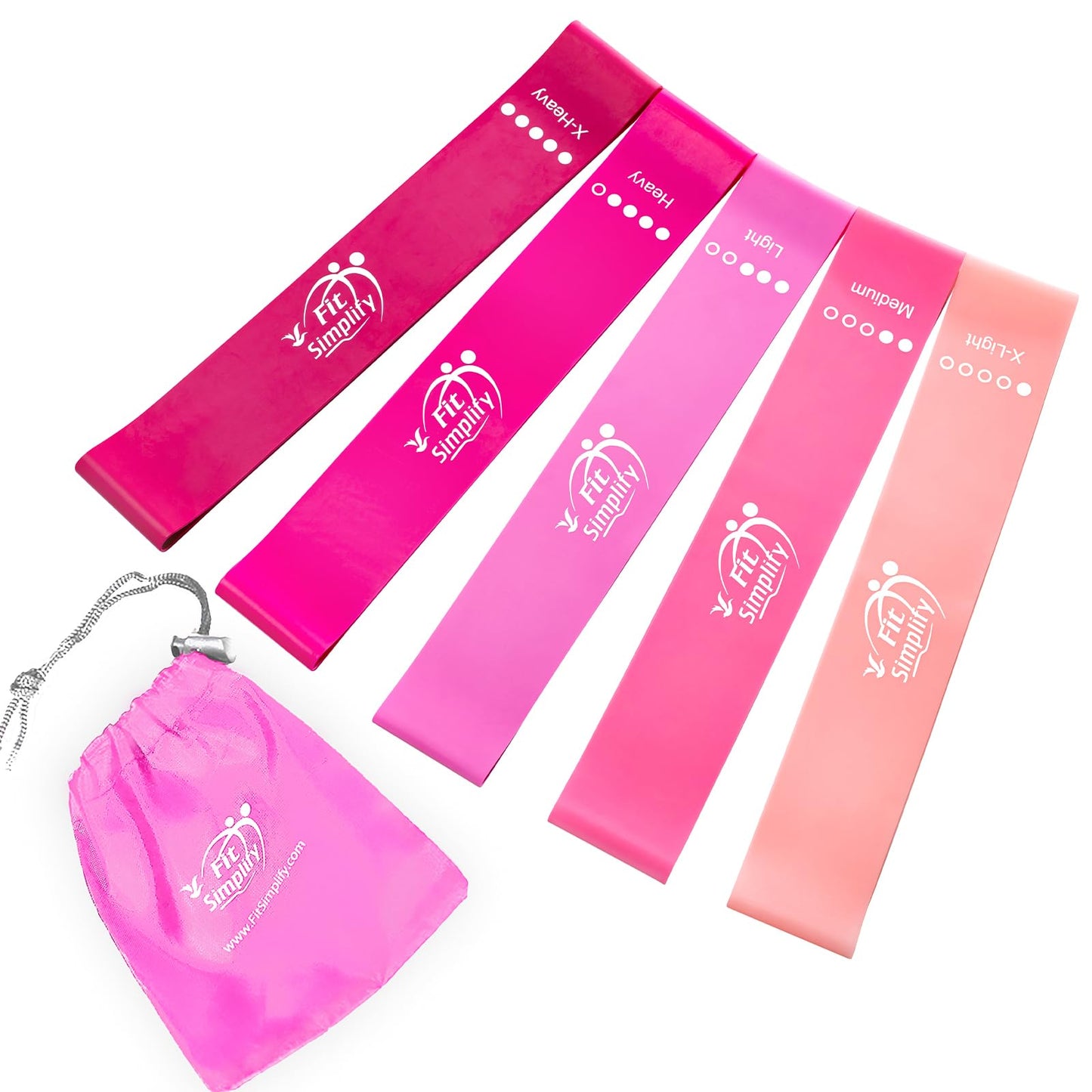 Fit Simplify Resistance Loop Exercise Bands with Instruction Guide and Carry Bag, Set of 5 Nirvana Guru