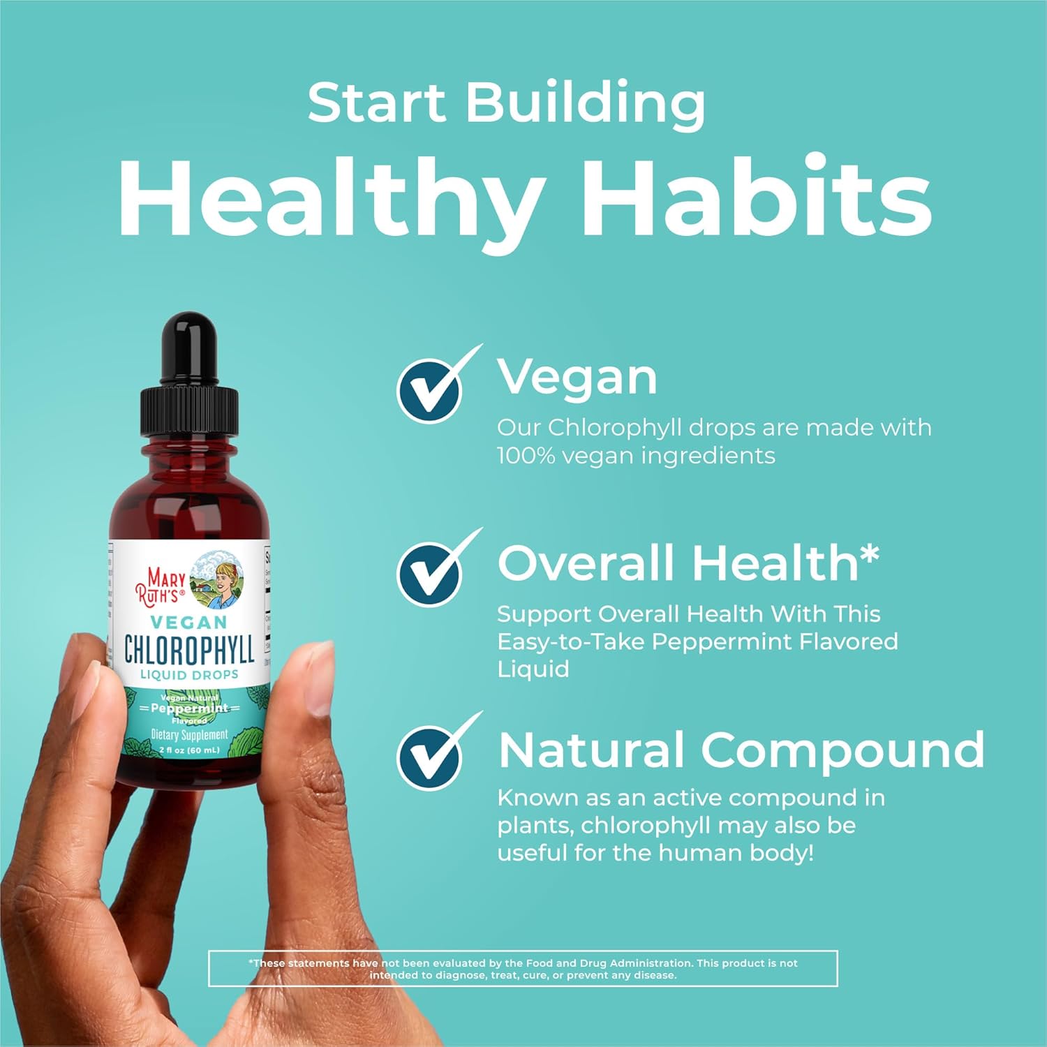 MaryRuth's Chlorophyll Liquid Drops | Clean Label Project Certified® | Vegan | Non-Diluted Liquid Chlorophyll| Mulberry Derived Supplement for Ages 14+ | Non-GMO | Delicious Minty Flavor | 2 Fl Oz - Nirvana Guru