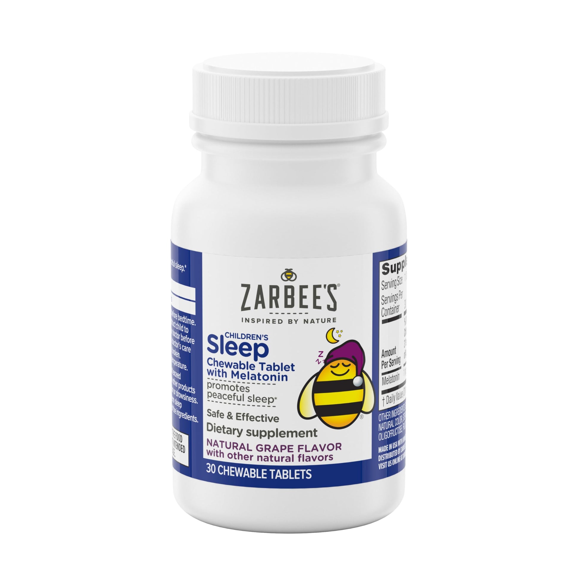 Zarbee’s Kids Melatonin Sleep Chewable Tablets, 1 mg, Drug & Alcohol-Free, Non-Habit Forming Sleep Support, Natural Grape Flavor, No Artificial Sweeteners or Dyes, Gluten Free, Ages 3+, 50 Ct Bottle Nirvana Guru