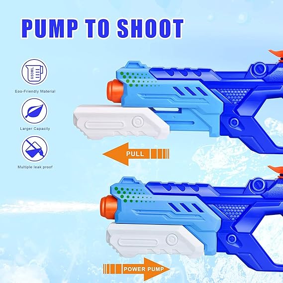 Quanquer 3 Pack Water Guns for Kids Adults - 600CC Squirt Water Toy Gun Super Blaster Soaker Long Range High Capacity Swimming Pool Beach Outdoor Fighting Toy for Boys Girls (Blue) nirvanaguru