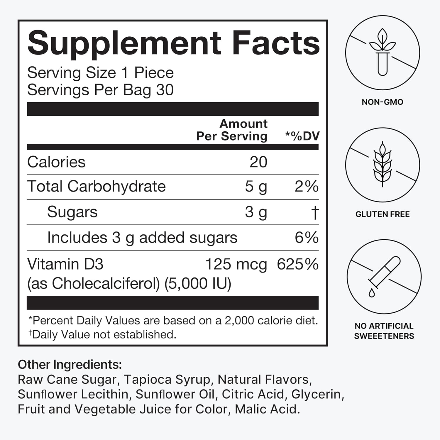 HumanN Vitamin D3 Chews - High Potency Vitamin D 5000iu (125mcg) Helps Support Healthy Mood, Immunity, Respiratory Health & Bone Health, Mixed Berry Flavor, 30-Count - Nirvana Guru
