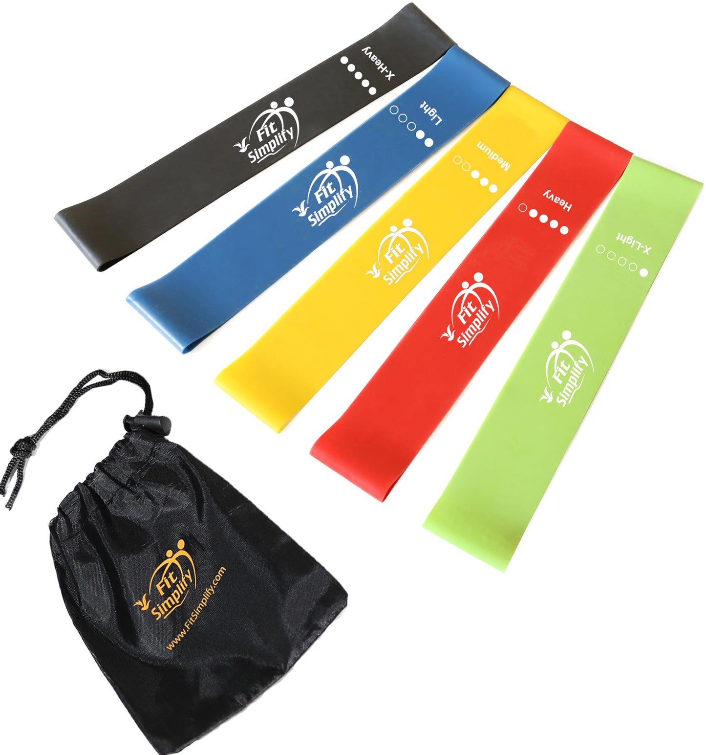 Fit Simplify Resistance Loop Exercise Bands with Instruction Guide and Carry Bag, Set of 5 Nirvana Guru
