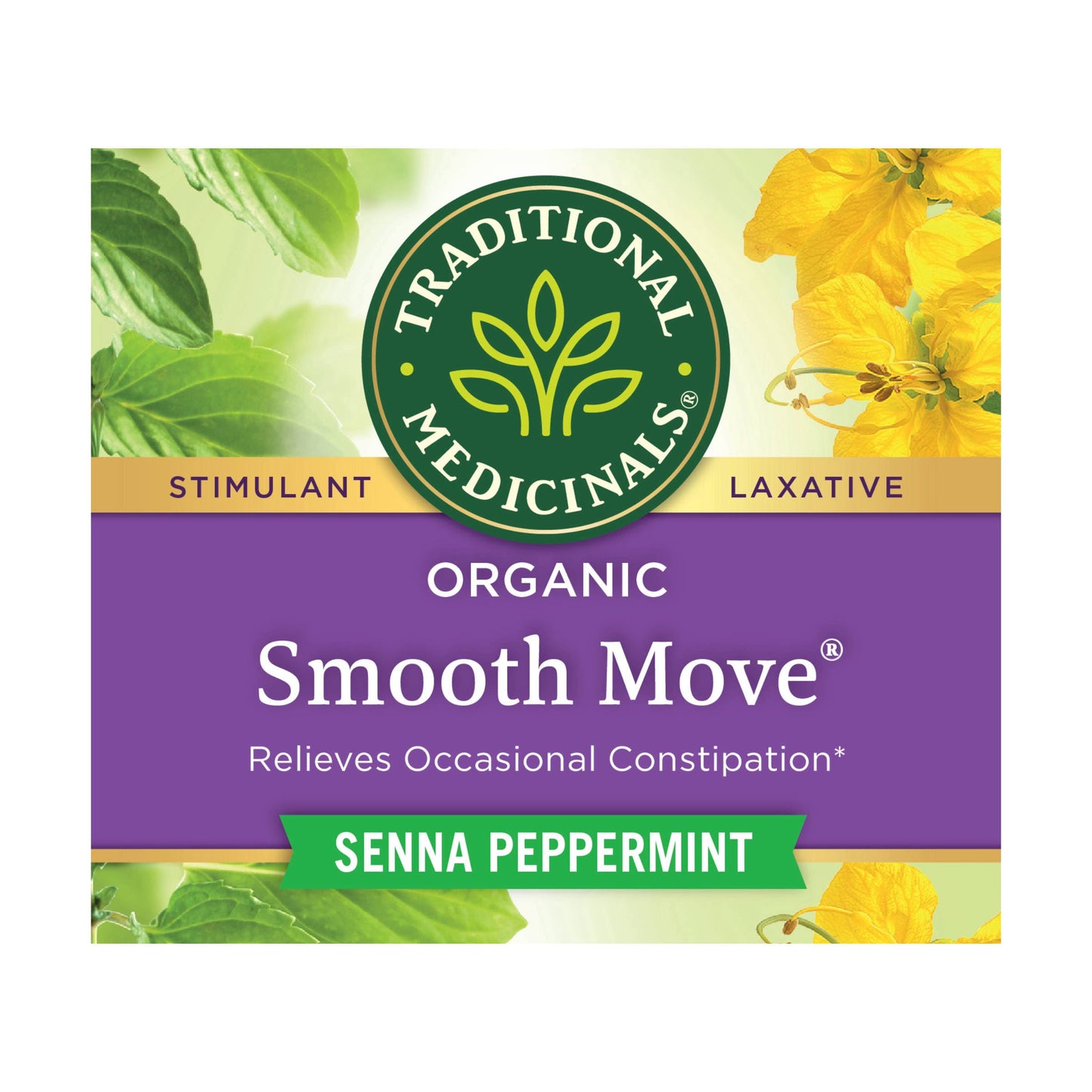 Traditional Medicinals Tea, Organic Smooth Move Peppermint, Relieves Occasional Constipation, Senna, 16 Tea Bags - Nirvana Guru