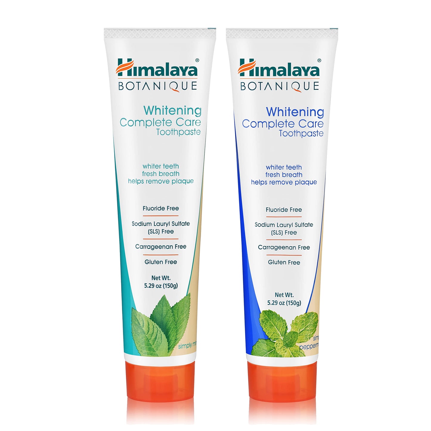 Himalaya Botanique Whitening Complete Care Toothpaste, Teeth Whitening, Fights Plaque, Fluoride Free, No Artificial Flavors, SLS Free, Cruelty Free, Foaming, Simply Mint Flavor, 5.29 Oz, 2 Pack - Nirvana Guru