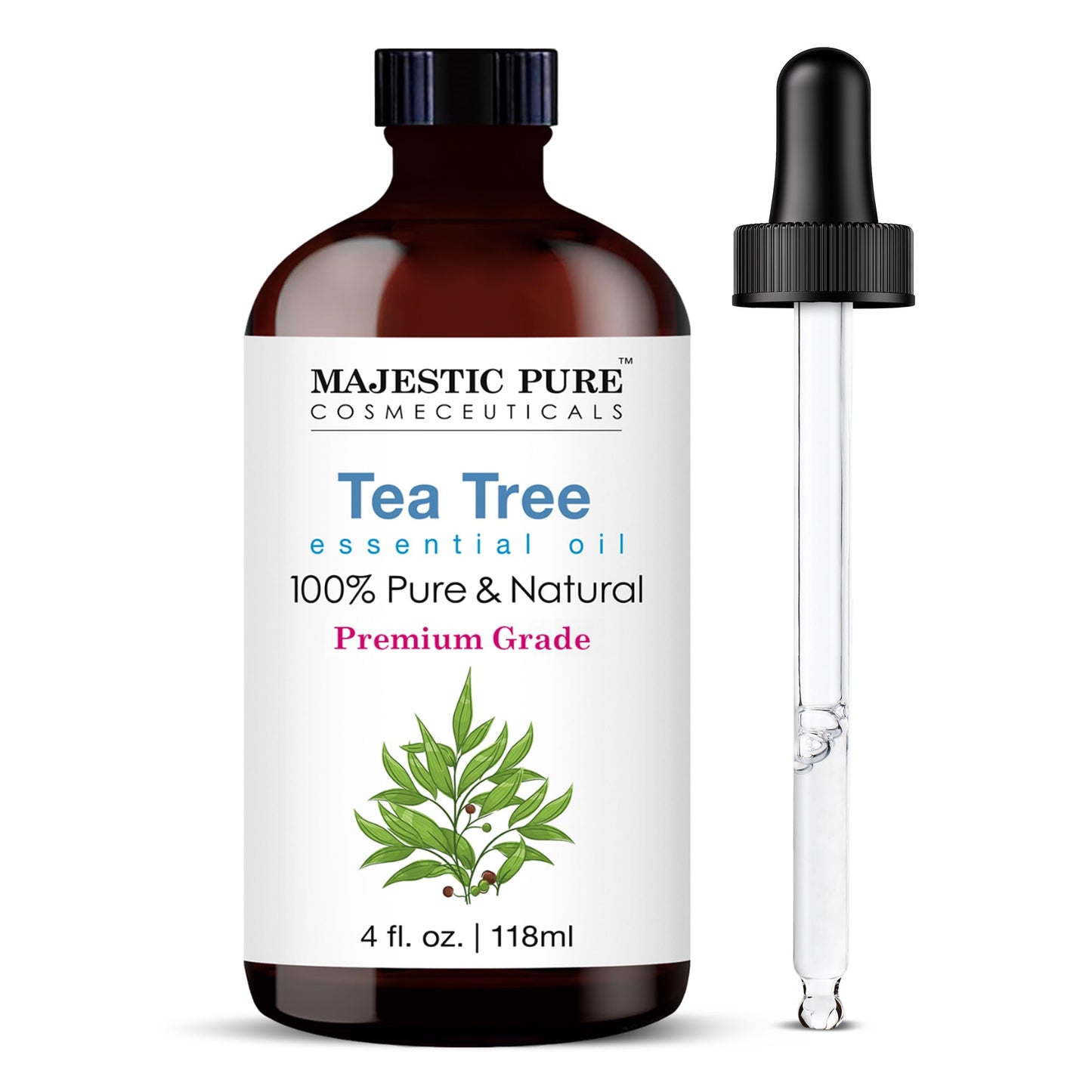 Majestic Pure Lavender Essential Oil with Glass Dropper | 100% Pure and Natural Lavender Oil | Premium Grade Essential Oils for Diffusers, Skin, Aromatherapy, Massage | 4 Fl Oz - Nirvana Guru
