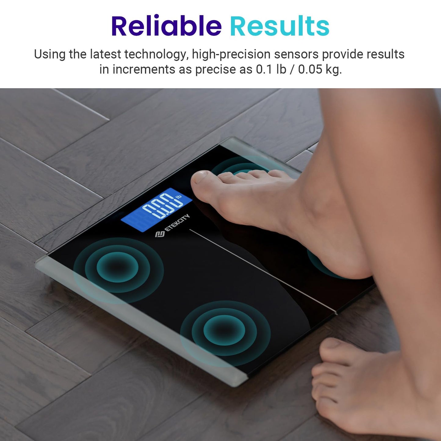 Etekcity Digital Body Weight Bathroom Scale, Large Blue LCD Backlight Display, High Precision Measurements,6mm Tempered Glass, 400 Pounds Nirvana Guru